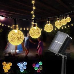 Strings 8 Modes Solar Lights Crystal Ball LED Fairy Light Waterproof Wedding Party Garden Christmas Outdoor Decor Powered Garland