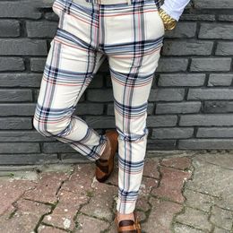 Men's Pants Men Plaid Long Slim Trousers Print Tracksuit Bottoms Skinny Casual Mens Joggers Sweat Track Pant Harem Fashion 270a