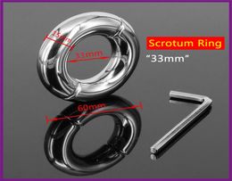 Cockrings Newly Male Round Extreme Heavy Metal Cock Rings Stainless Steel Scrotum Bondage Device Testicle Stretcher Ball Weight5767177