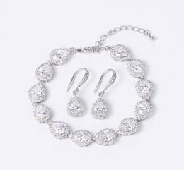 Earrings Necklace WEIMANJINGDIAN Teardrop Cubic Zirconia CZ Crystal Wedding Bracelet And Earring Bridal Jewelry Set Bridesmaid G2369435