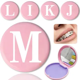 Storage Bottles 1Pcs Retainer Case Cute Organizer Night Mouth Guard Box Holder Orthodontic For Travel Initial Name White 26 Letters Pattern