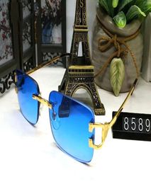 Fashion Sun Glasses Eyeglass Rimless Frames Optical Sunglasses Buffalo Metal Legs Frame Brand Designer Glasses With Case and Box8379971