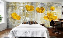 Yellow Flower Po Wallpapers Murals Living Room Bedroom Wall Art Home Decor Painting papier peint 3d Floral Wall Paper5937937