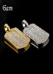 mens Jewellery Vine Men's Pendant Filled Iced Out Rhinestone Gold Colour Charm Square Dog Necklace With Cuban Chain Hip Hop Jewelry3416418
