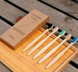 bamboo charcoal toothbrush flat handle with Kraft box travel 5 pcs pack disposable for el and home5878963