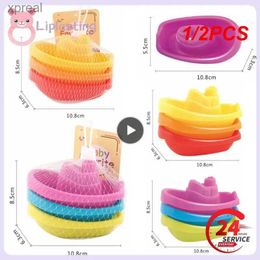 Bath Toys 1/2PCS baby bath toy stacking boat toy Colour early education intelligent gift boat shaped stacking cup folding tower babyWX