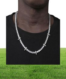 HBP Iced Out Bling 5A Tennis Chain Spike Charm Necklace Hip Hop Rock Punk Cool Men Bling Jewellery High Quality 2207206595808