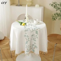 Bohemian Embroidered Flowers Round Tablecloth Table Cover Chicken Cloth for Map 240428