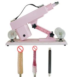 Pink Automatic Sex Machines Set 6 cm Retractable Machine Gun with 2 DildoExtension Rod Adjustable Speeds love Machines Sex Toy9772387