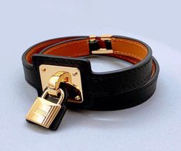 high quality brand jewerlry real leather bracelet for women lock pendant double tour leather9420518