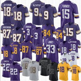 9 J.J. McCarthy Justin Jefferson Football jersey Aaron Jones Turner Addison T.J. Hockenson Randy Moss Lewis Cine Harrison Smith jerseys