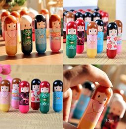 Cartoon japanese Doll Moisturizing Kimono doll Lip Balm Cute Lovely Pattern Gift For Girl Lady Colorful Girl Lip Balm Kawaii Prese8056604