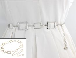 Belts Ladies Stylish Square Hook Metal Waist Chain INS Style Suit Decoration Girdle Simple Allmatch 90s Vintage5524272