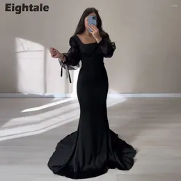 Party Dresses Eightale Elegant Evening Dress Tulle Puffy Sleeves Long Formal Custom Made Color Satin Mermaid Prom Gowns