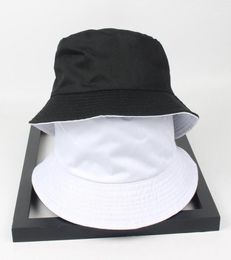 Cloches Two Side Reversible Black White Solid Bucket Hat Unisex Chapeau Fashion Fishing Hiking Bob Caps Women Men Panama Summer11381610