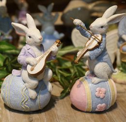 Decorative Figurines Easter Decoration Cute Musician Statues With Eggs For Home Office Party