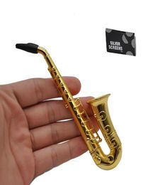 Unique Saxophone Mini Portable Smoking Pipes Metal Tobacco Pipe Hookah Gifts2901157