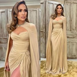 2024 Gold Mother of the Bride Gowns Formal Dresses for Women With Wrap Chiffon Side Split Mothers Dress Groom's Mother Gowns for Wedding Marriage Occasions AMM184