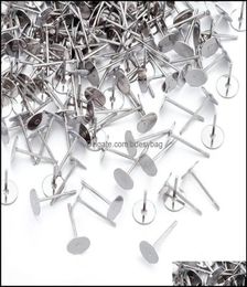 Other Jewellery Findings Components 500Pcs 4 5 6 8Mm Stainless Steel Blank Post Earring Stud Base Pins Cabochon Cameo Settings Flat 5895699