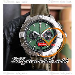 New B01 44mm AB0147101L1X1 Quartz Chronograph Mens Watch Stick Markers Green Dial Steel Case Green Nylon/Leather Strap Watches HelloWatch C132c1