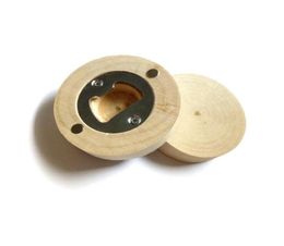 New Blank DIY Wooden Round Shape Bottle Opener Coaster Fridge Magnet Decoration Beer Openers3483095