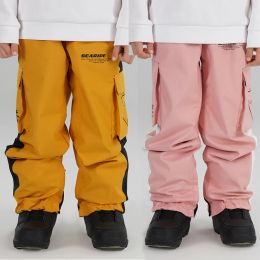 Pants 2024 Winter Windproof Baby Boy Snow Pants Outdoor Mountain Girls Skiing Trousers Waterproof Heated Children Snowboarding Clothes