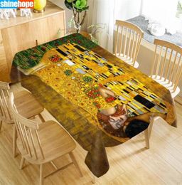 Customize Tablecloth The Kiss Gustav Klimt Oxford Cloth Dust-proof Rectangur Table Cover For Party Home Decor325M8915212