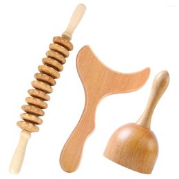 Decorative Flowers Scraping Board Massage Stick Travel Face Tools Wooden Foot Roller Shoulder Massager