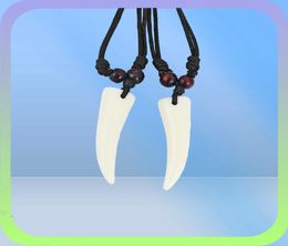 12pcs Charms Resin White Imitation Wolf Tooth Pendant Necklace Statement Je28863150244