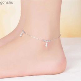 Anklets Kofsac Nya modearmbandsmycken 925 Sterling Silver Armband Lämpligt för kvinnor med pärlor Gikt Summer Girl Beach Armband Gift WX