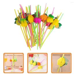 Disposable Cups Straws Hawaiian Drinking The Gift Honeycomb Tropical Fruit Cold Drinks Drink Plastic Beverage