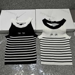 Stripe Print Tanks Top Women Sexy Cropped Tops Slim Fit Knits Shirt Sports Knitted Vests