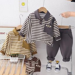 Clothing Sets Boys Spring Autumn 2024 Children Cotton Polo T-shirts Coats Pants 2pcs Tracksuits For Baby Sports Suit Kids Outfit