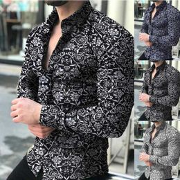 Men's T Shirts Spring New Men's Shirts Muscle Men's Polo Collar Cardigan Flower Shirts Slim Fit Shirt Trend Man Tees Polos tops