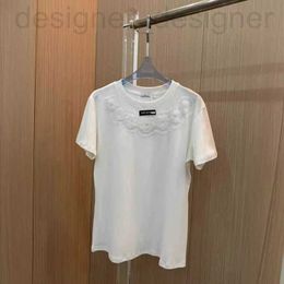 Women's T-Shirt designer brand Shankou 24 Summer Classic Micro Label Mesh Embroidered Round Neck T-shirt Heavy Work Beaded 3D Flower for Women 0SS2