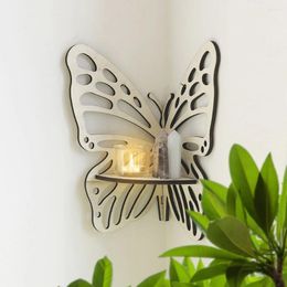 Decorative Plates Butterfly Corner Shelf Wall Mounted Crystal Display Wood Floating Storage Rack For Decor