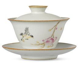 Pastoral Ceramic Gaiwan Bird Tureen Kung Fu Tea Set Handmade Painting Big Bowl Drinkware Teaware Tea Bowl5723601