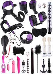 Bdsm Vibrator Bondage Set Sex Toys for Women Men Handcuffs Nipple Clamps Whip Spanking Sex Silicone Metal Anal Plug Butt Y2004229289912