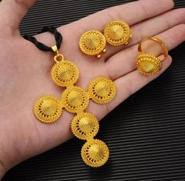 Earrings & Necklace Ethiopian/Eritrea Gold Colour Ring African Bridal Jewellery Sets Habesha Party JewelrEarrings1549891