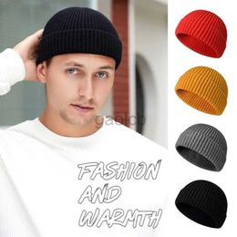 Beanie/Skull Caps Knitted Hat for Men Women Caps Wool Fashion Simple Warm Skullies Beanies Solid Autumn Winter Beanie Cap Trendy Style d240429