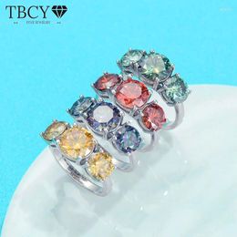 Cluster Rings TBCYD 4cttw Colourful Full Moissanite Diamond For Women 925 Sterling Sliver GRA Certified Wedding Band Luxury Fine Jewellery