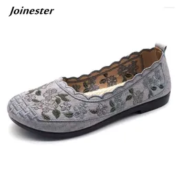 Casual Shoes Ethnic Style Embroidered Canvas Loafers For Women Autumn Spring Slip On Flats Ladies Ballet Boat Driving Moccasins