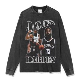 vintage cross-border Vintage James Harden Harden printed T-shirt loose neckline digital direct print digital