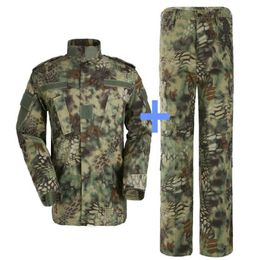 Summer Hunting BDU Field Uniform Camouflage Set Shirt Pants Men's Tactical Hunting Uniform Kryptek Typhon Camo 250S