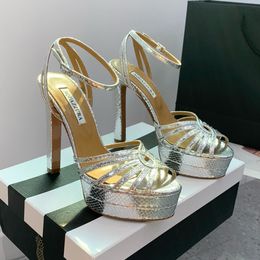 Chunky high heeled waterproof platform sandals Ankle strap open toe block heel evening shoes women's luxury designer high heels factory footwear 35-42 With box