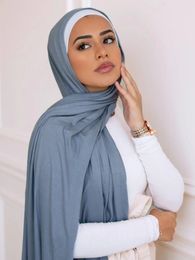 Sciarpa hijab di maglia premium per donne musulmane turbante femme africa hijabs per donna avvolgimento della testa hoofddoek velo ramadan 240416