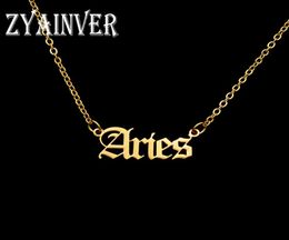 Chains 12 Zodiac Letters Pendant Necklace Old English Scorpio Aries Taurus Gemini Cancer Leo Choker Horoscope Signs Friendship5927135