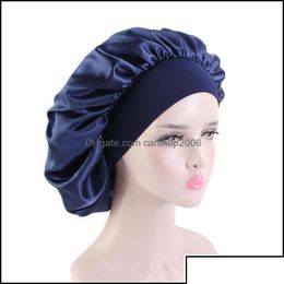 Beanie/Skull Caps Beanie/Skl Caps Hats Scarves Gloves Fashion Accessories 36Cm Adjust Solid Satin Bonnet Hair Styling Cap For Slee Wom Dhzog