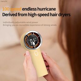 مروحة يدوي محمولة معجبين كهربائيين مع شاشة رقمية لـ Wind Power Mini Knife Free Handheld Fan USB قابلة لإعادة الشحن