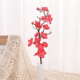 Dried Flowers 60cm Artificial Flower Long Branch Plum Silk Petals Spring Winter Garden Potted Plants Home Wedding Scene DIY Bouquet Decoration